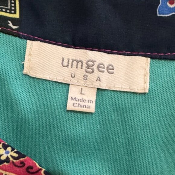 UMGEE Paisley Tunic Dress L Womens Boho Shift Colorful Knit Lined Flared Sleeve - Picture 4 of 12